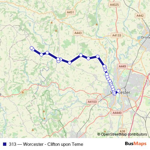 313 bus Line Map