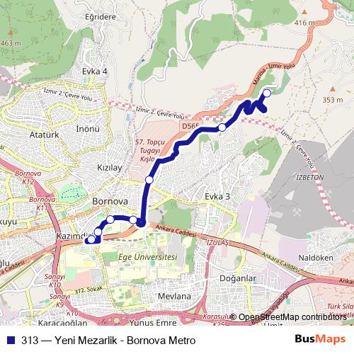 313 bus Line Map