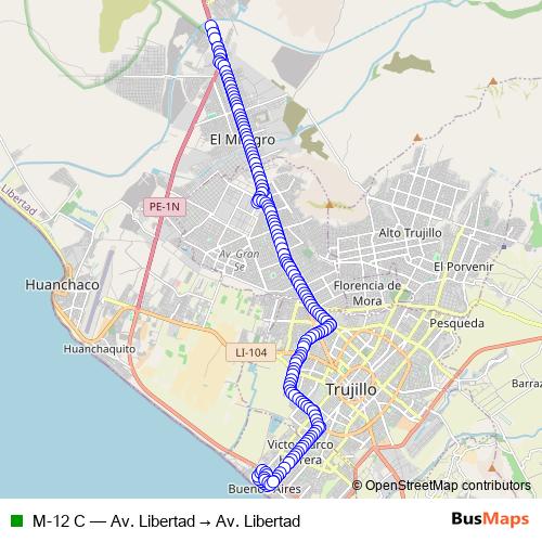 M-12 C bus Line Map