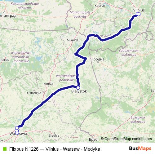 Flixbus N1226 bus Line Map