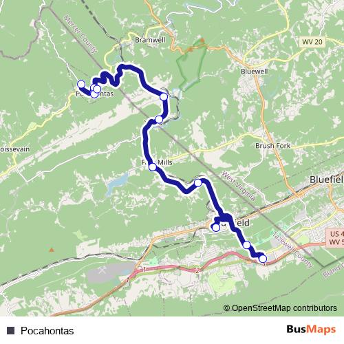 Pocahontas bus Line Map