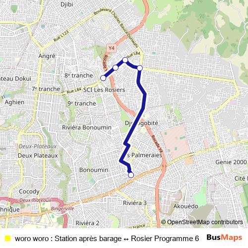 woro woro : Station après barage ↔ Rosier Programme 6 bus Line Map