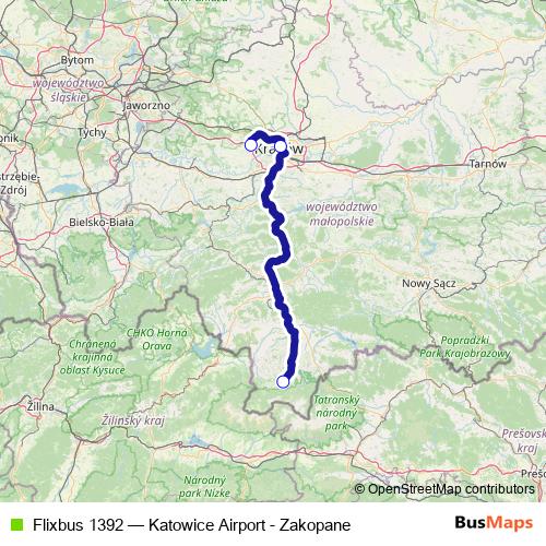 Flixbus 1392 bus Line Map