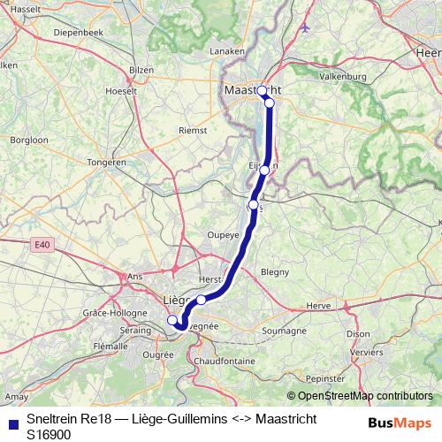 Sneltrein Re18 rail Line Map