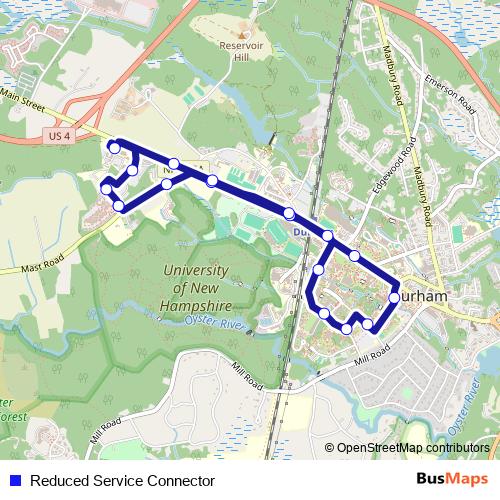 Reduced Service Connector bus Line Map