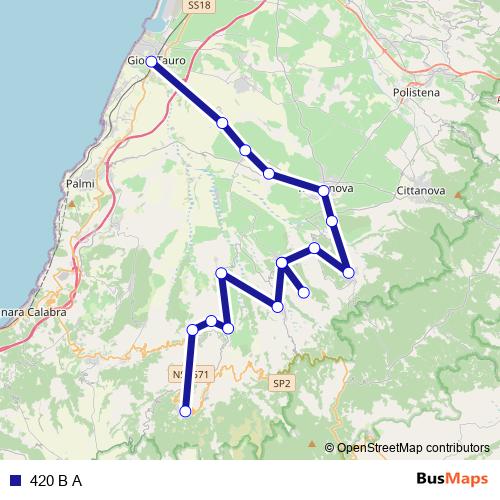 420 B A bus Line Map