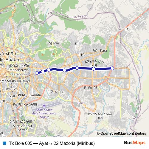 Tx Bole 005 bus Line Map