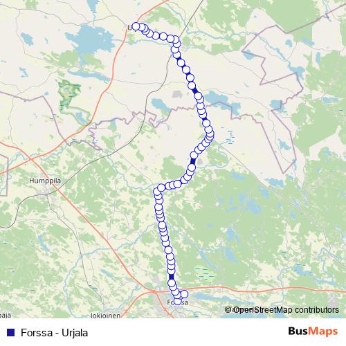 Forssa - Urjala bus Line Map