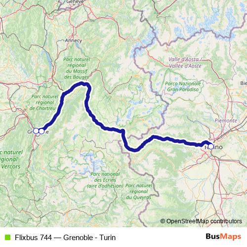 Flixbus 744 bus Line Map