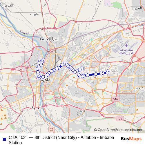 CTA 1021 bus Line Map
