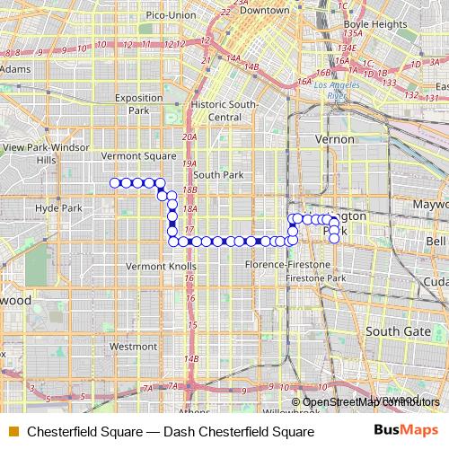 Chesterfield Square bus Line Map