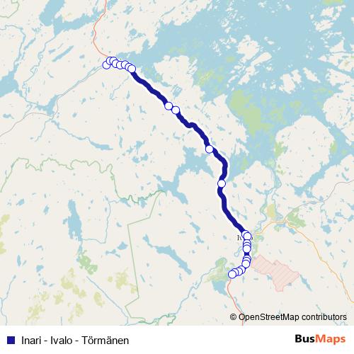 Inari - Ivalo - Törmänen bus Line Map