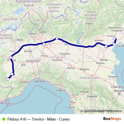 Flixbus 416 bus Line Map