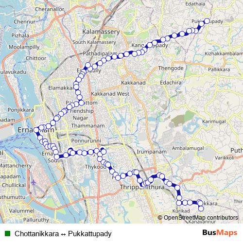 Chottanikkara ↔ Pukkattupady bus Line Map