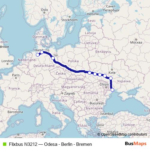 Flixbus N3212 bus Line Map