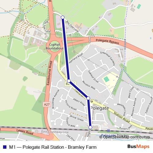 M1 bus Line Map