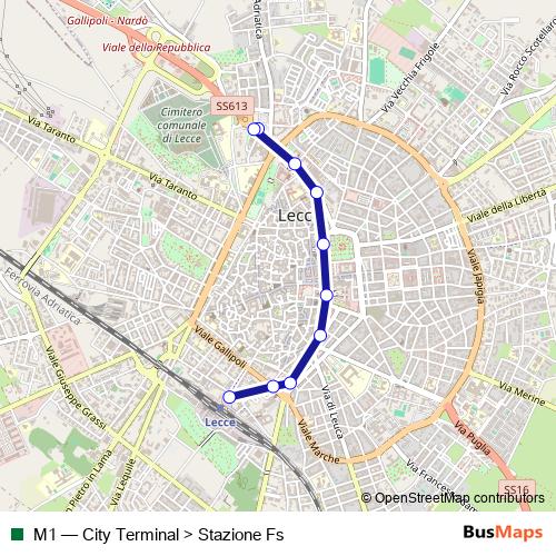 M1 bus Line Map