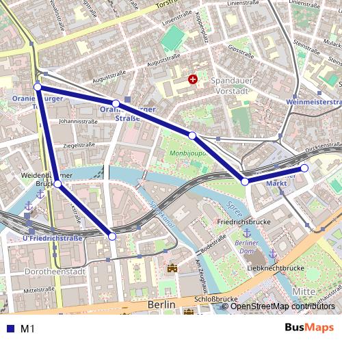 M1 bus Line Map