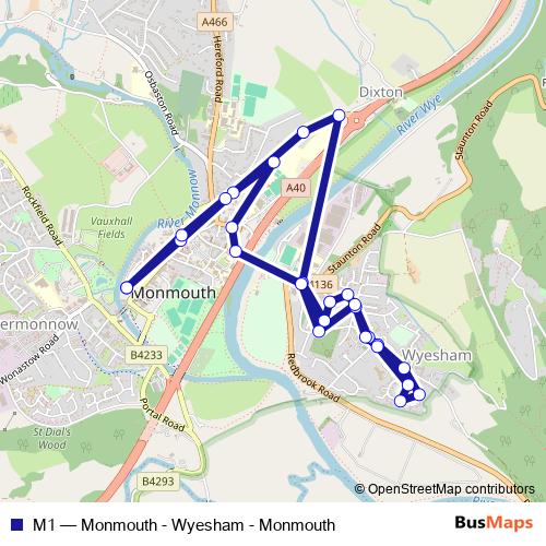 M1 bus Line Map