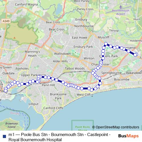 m1 bus Line Map