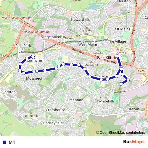 M1 bus Line Map