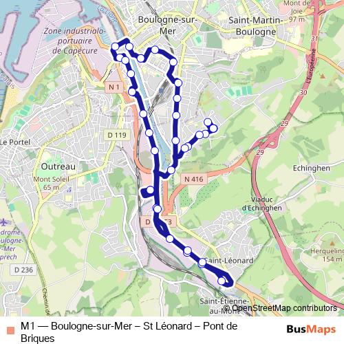 M1 bus Line Map