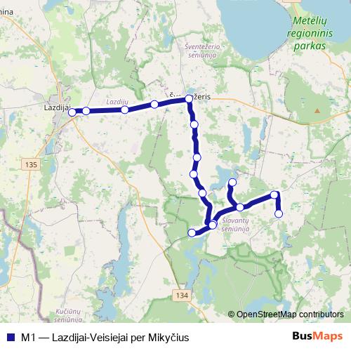 M1 bus Line Map