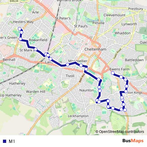 M1 bus Line Map