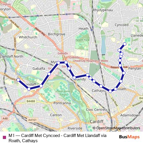 M1 bus Line Map