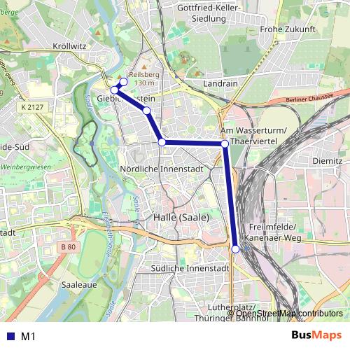 M1 bus Line Map