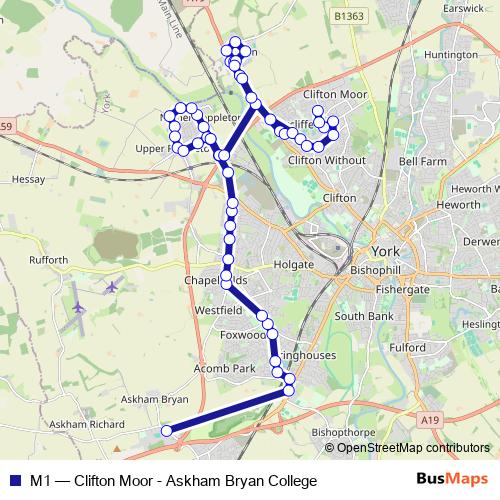 M1 bus Line Map