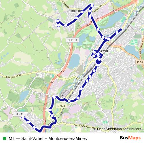 M1 bus Line Map