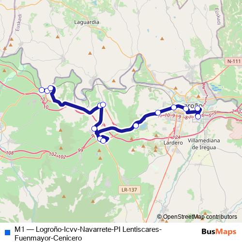 M1 bus Line Map