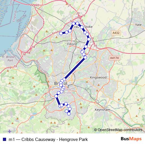 m1 bus Line Map