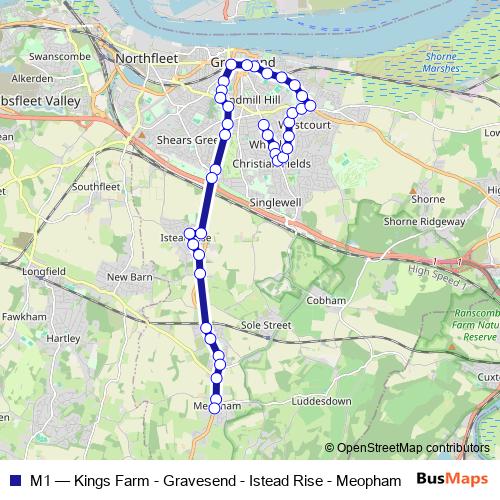 M1 bus Line Map