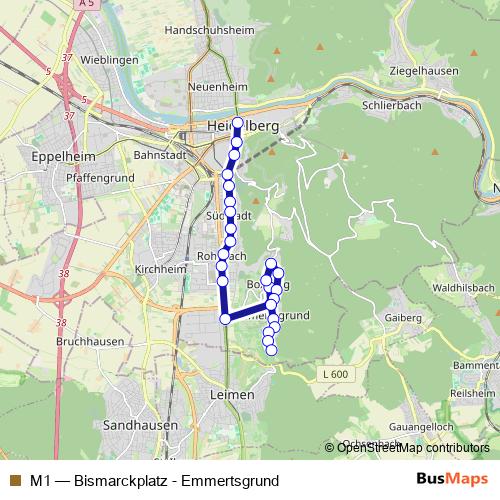 M1 bus Line Map