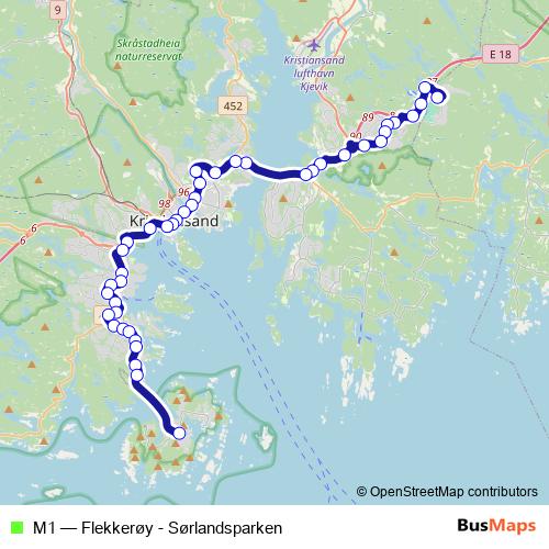 M1 bus Line Map