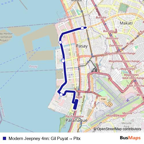 Modern Jeepney 4nn: Gil Puyat → Pitx bus Line Map