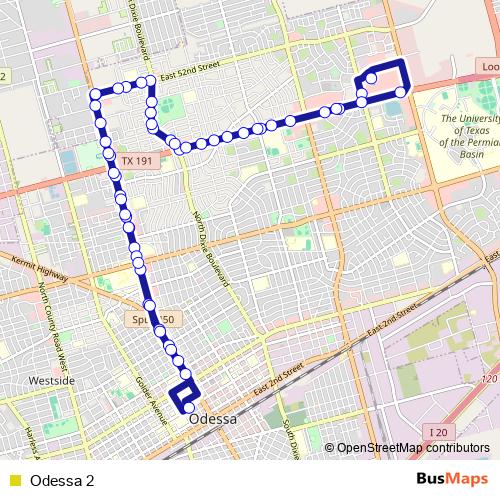 Odessa 2 bus Line Map