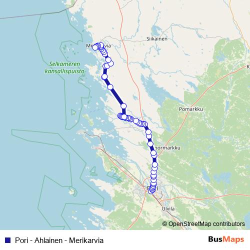 Pori - Ahlainen - Merikarvia bus Line Map