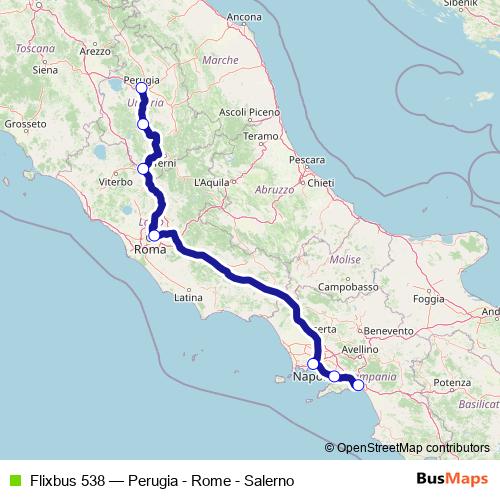 Flixbus 538 bus Line Map