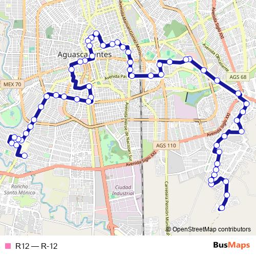 R12 bus Line Map