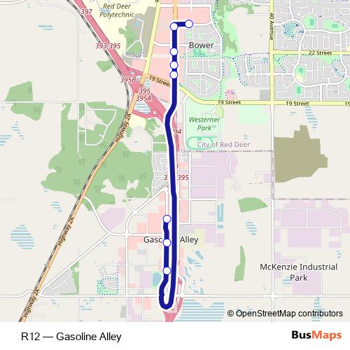 R12 bus Line Map