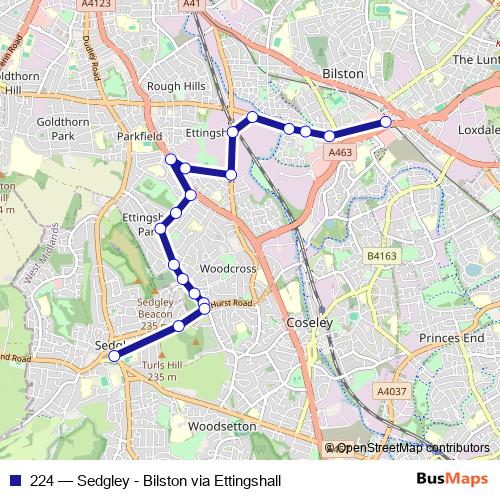 224 bus Line Map