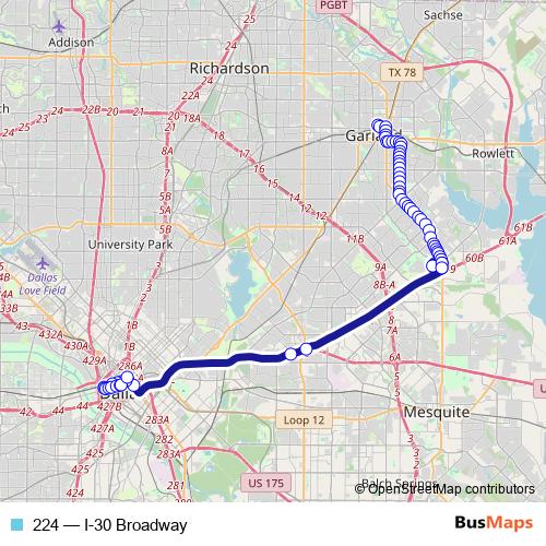 224 bus Line Map