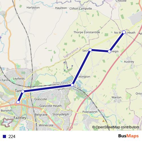 224 bus Line Map