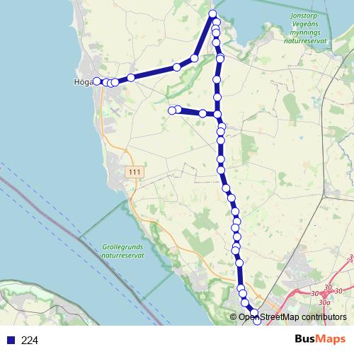 224 bus Line Map