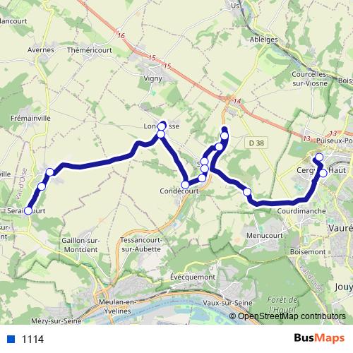 1114 bus Line Map