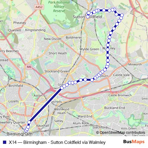 X14 bus Line Map