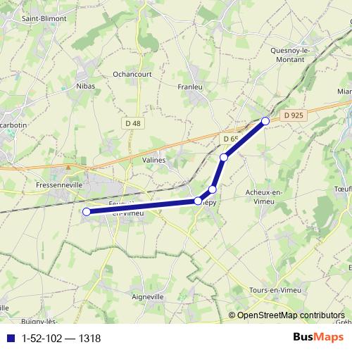 1-52-102 bus Line Map